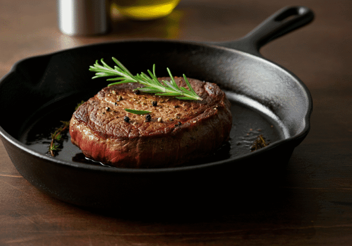 Steak in Cast-Iron Skillet